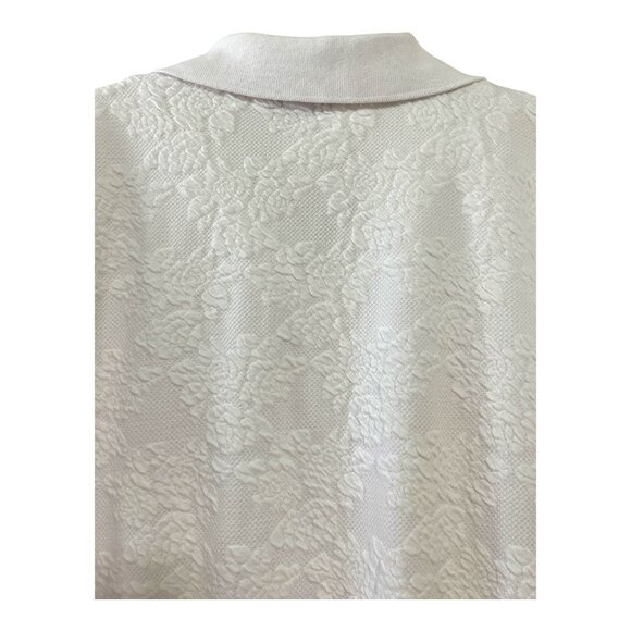 Alfred Dunner Women’s Size L Textured Knit Polo Top – White Floral Jacquard - Picture 6 of 6